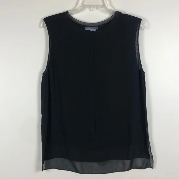 Vince black sleeveless 2 layer tank blouse - Picture 1 of 9